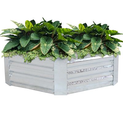 Sunnydaze Decor Galvanized Steel Raised Garden Bed, 40.5 in., Hexagon, Silver