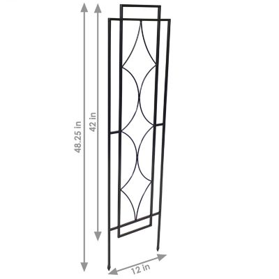 Image showing  48.25 in. x 12 in. Chic Diamonds Steel Garden Trellis for Climbing Plants, 2-Pack