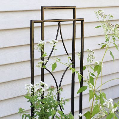 Image showing  48.25 in. x 12 in. Chic Diamonds Steel Garden Trellis for Climbing Plants, 2-Pack