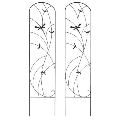 Sunnydaze Decor 55.75 in. x 12.5 in. Dragonfly Delight Steel Decorative Garden Trellises, 2-Pack