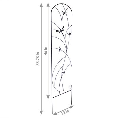 Image showing  55.75 in. x 12.5 in. Dragonfly Delight Steel Decorative Garden Trellises, 2-Pack