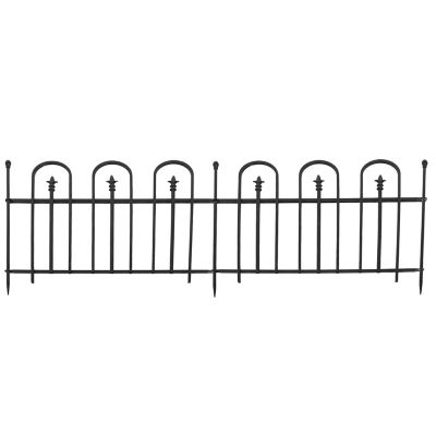 Sunnydaze Decor 37.5 in. x 30.5 in. Strasbourg Steel Decorative Border Fence with Posts, 2 pc.