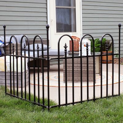 Image showing  37.5 in. x 30.5 in. Strasbourg Steel Decorative Border Fence with Posts, 2-Pack