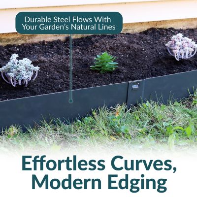 Image showing  42 in. Metal Landscape Edging Border Sections, Gray, 5-Pack