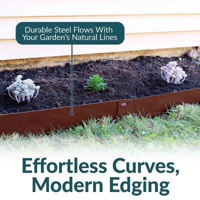 Image showing  42 in. Metal Landscape Edging Border Sections, Brown, 5-Pack