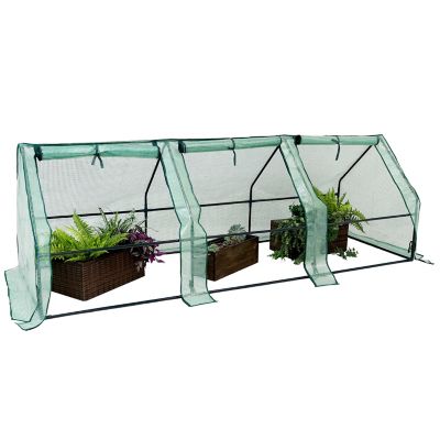 Sunnydaze Decor 35.5 in. L x 106 in. W Green Seedling Cloche Mini Greenhouse with Zippered Doors