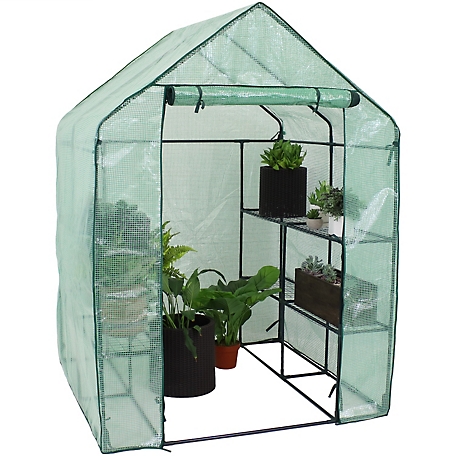 Sunnydaze Decor Grandeur Walk-In Greenhouse with 4 Shelves, HGH-833
