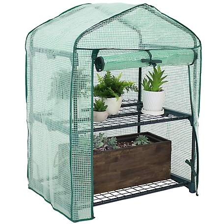 Sunnydaze Decor Portable 2-Tier Mini Greenhouse, HGH-901