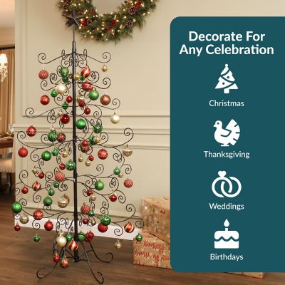 Image showing  Indoor Metal Noelle Christmas Holiday Ornament Craft Bauble Tree Holder Display, 60 in., Black