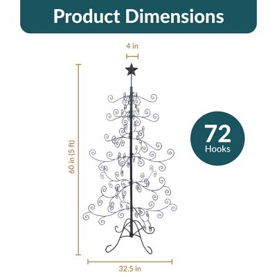 Image showing  Indoor Metal Noelle Christmas Holiday Ornament Craft Bauble Tree Holder Display, 60 in., Black