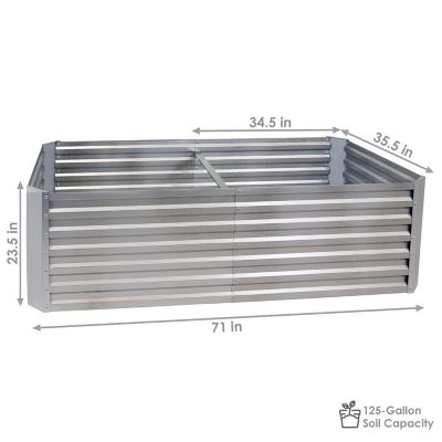 Image showing  Outdoor Steel Vegetable or Flower Galvalume Steel Raised Garden Bed for Backyard or Garden, 71 in., Silver