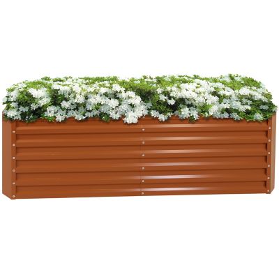Sunnydaze Decor 256 gal. Galvalume Steel Outdoor Rectangular Raised Garden Bed for Backyard or Garden, 71 in., Brown