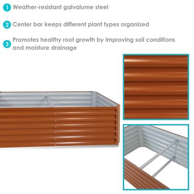 Image showing  256 gal. Galvalume Steel Outdoor Rectangular Raised Garden Bed for Backyard or Garden, 71 in., Brown