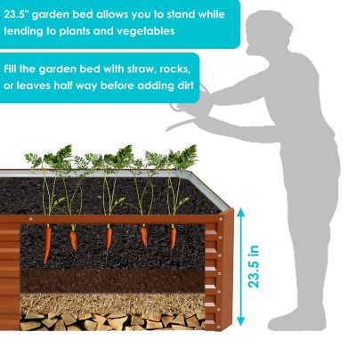 Image showing  256 gal. Galvalume Steel Outdoor Rectangular Raised Garden Bed for Backyard or Garden, 71 in., Brown