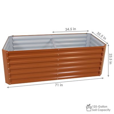 Image showing  256 gal. Galvalume Steel Outdoor Rectangular Raised Garden Bed for Backyard or Garden, 71 in., Brown