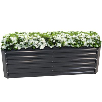 Sunnydaze Decor Galvalume Steel Raised Garden Bed, 71 in. Rectangle, Dark Gray
