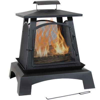 Sunnydaze Decor Pagoda Style Steel Enclosed Outdoor Fireplace Heater, KF-499