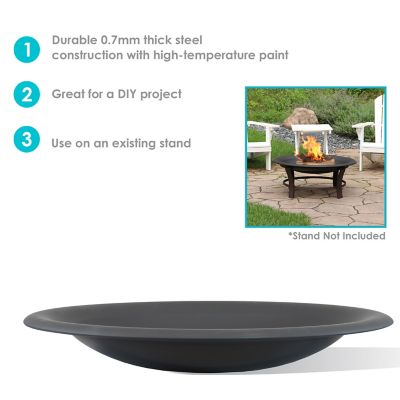 Image showing  23 in. Outdoor Replacement Round Steel with Heat-Resistant Paint Finish Wood-Burning Fire Pit Bowl, Black
