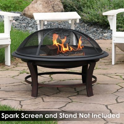 Image showing 6 th Sunnydaze Decor 23 in. Outdoor Replacement Round Steel with Heat-Resistant Paint Finish Wood-Burning Fire Pit Bowl, Black