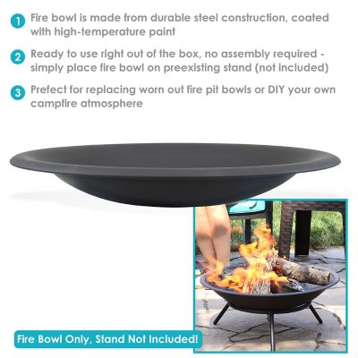 Image showing 8 th Sunnydaze Decor 23 in. Outdoor Replacement Round Steel with Heat-Resistant Paint Finish Wood-Burning Fire Pit Bowl, Black