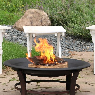 Image showing  32 in. Outdoor Replacement Round Steel with Heat-Resistant Paint Finish Wood-Burning Fire Pit Bowl, Black