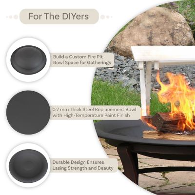 Image showing  32 in. Outdoor Replacement Round Steel with Heat-Resistant Paint Finish Wood-Burning Fire Pit Bowl, Black