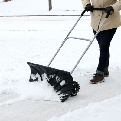 Sunnydaze Decor 47-51 in. Heavy-Duty Snow Shovel with Wheels and Adjustable Handle