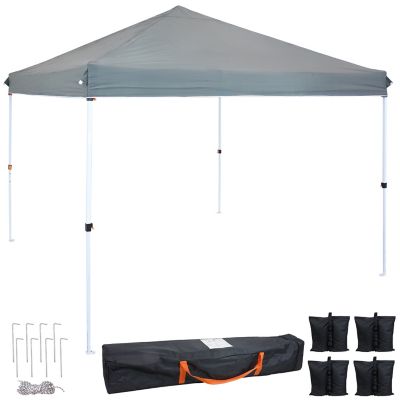 Sunnydaze Decor Standard Pop-Up Canopy with Carry Bag and Sandbags - 10' x 10' - Gray