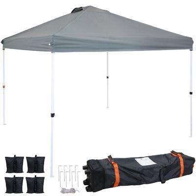 Sunnydaze Decor Premium Pop-Up Canopy with Rolling Carry Bag and Sandbags - 10' x 10' - Gray