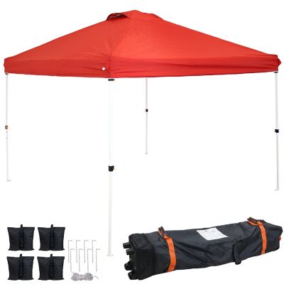 Sunnydaze Decor 12 ft. x 12 ft. Premium Pop-Up Canopy with Rolling Carry Bag and Sandbags, Red