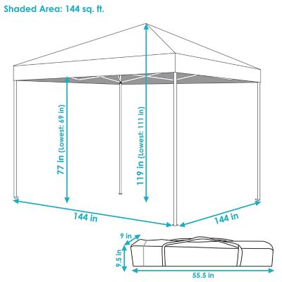Image showing  Standard Pop Up Canopy with Carry Bag - 12' x 12' - Gray