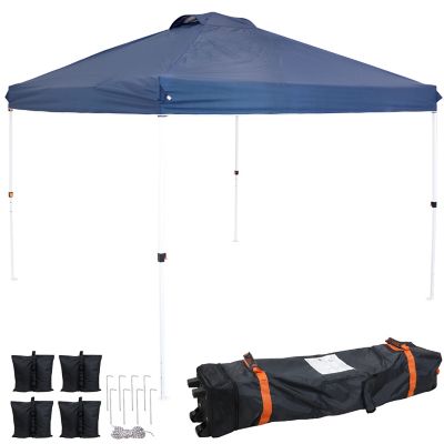 Sunnydaze Decor Premium Pop-Up Canopy with Rolling Carry Bag and Sandbags - 12' x 12' - Blue