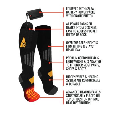 Image showing  Men's AA Battery Heated Cotton Boot Socks