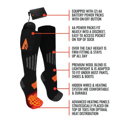 Image showing  Men's AA Battery Heated Wool Boot Socks, 2-Pack