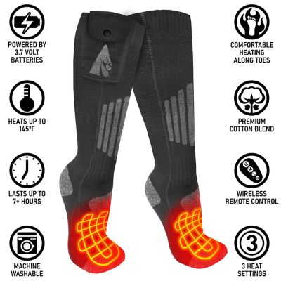 Image showing  Men's 3.7V Rechargeable Heated 2.0 Cotton Boot Socks with Remote, 2-Pack