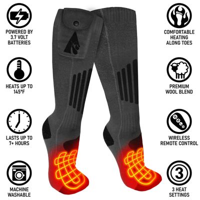 Image showing  Men's 3.7V Rechargeable Heated 2.0 Wool Boot Socks with Remote, 2-Pack