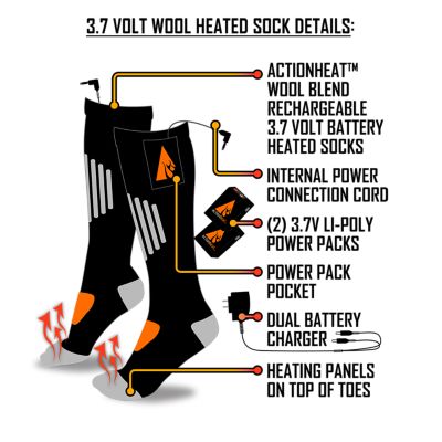 Image showing  Men's 3.7V Rechargeable Heated 1.0 Classic Wool Boot Socks, 2-Pack