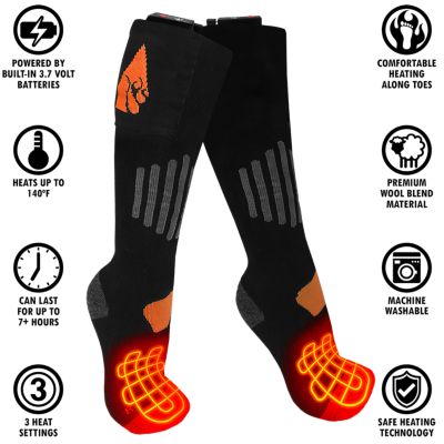 Image showing  Men's 3.7V Rechargeable Heated 1.0 Classic Wool Boot Socks, 2-Pack