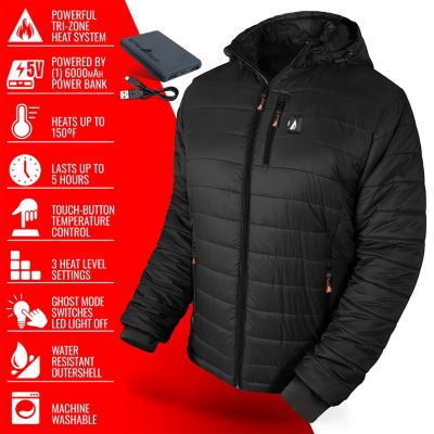 Image showing  Men's 5V Battery Heated Puffer Jacket with Hood