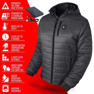 Image showing  Men's 5V Battery Heated Puffer Jacket with Hood