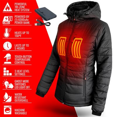 Image showing  Women's 5V Battery Heated Puffer Jacket with Hood