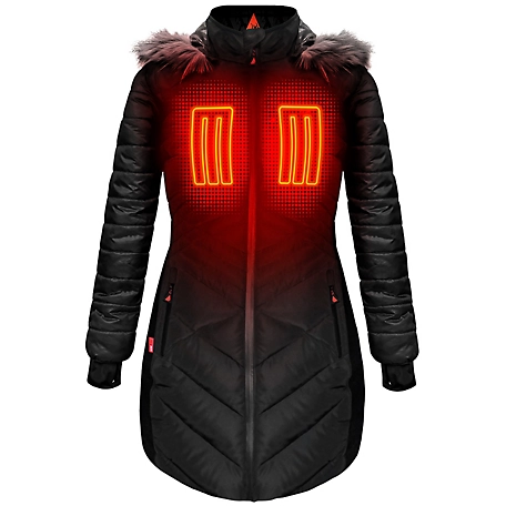 ActionHeat Women's 5V Battery Heated Long Puffer Jacket with Fur Hood