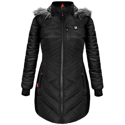 Image showing  Women's 5V Battery Heated Long Puffer Jacket with Fur Hood