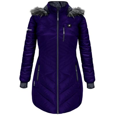 Image showing  Women's 5V Battery Heated Long Puffer Jacket with Fur Hood