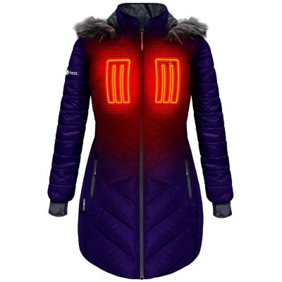 ActionHeat Women's 5V Battery Heated Long Puffer Jacket with Fur Hood