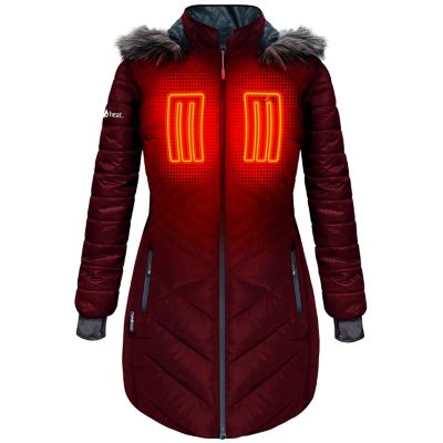 ActionHeat Women's 5V Battery Heated Long Puffer Jacket with Fur Hood