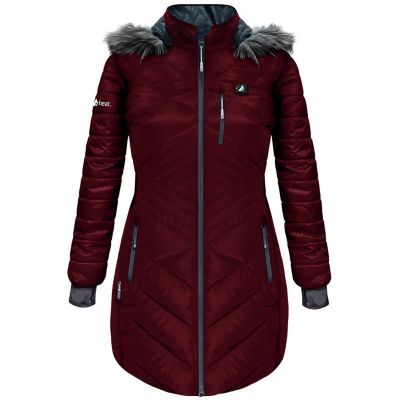 Image showing 1 th ActionHeat Women's 5V Battery Heated Long Puffer Jacket with Fur Hood