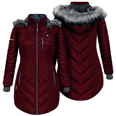 Image showing 9 th ActionHeat Women's 5V Battery Heated Long Puffer Jacket with Fur Hood