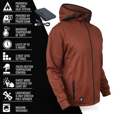 Image showing 4 th ActionHeat Men's 5V Battery Heated Slim Fit Hoodie