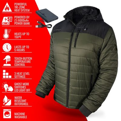 Image showing  Men's 5V Battery Heated Poconos Puffer Jacket with Hood
